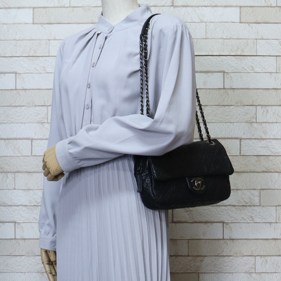 Chanel Bag Black Matelasse Leather Shoulder - Picture 1 of 8